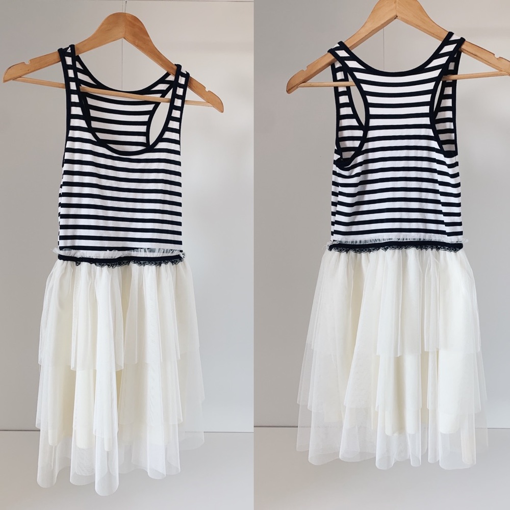 Striped Tank Tulle Tutu Style Dress